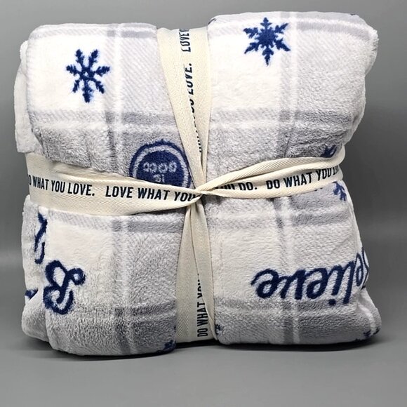 Life Is Good Berkshire Plaid Believe Cozy Plush Throw Blanket Oversized 60x70 - Picture 2 of 9